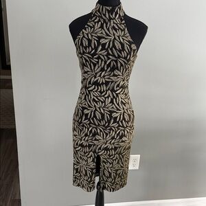 House of Harlow 1960 Halter Black and Gold Dress